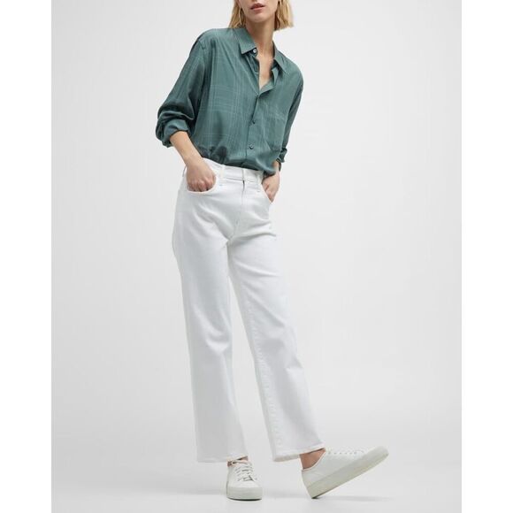 MOTHER Women's White The Rambler Zip Ankle Loose Fit Straight Jeans Sz 31 NWOT - Picture 1 of 10